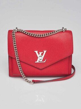 Louis Vuitton Red Pebbled Leather Mylockme BB Bag